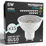 Ampoules LED GU10 10 W professionnelles garantie 5 ans satinée anti-éblouissement - forme : spot - lumière blanc chaud naturel froid - faisceau lumineux 110° 6,5w Freddo 6400k - Pacco Da 15