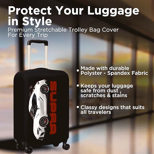 Image of Spendex Polyester Protective Luggage Cover | Hard Luggage Trolley Bag Cover | Washable | Dust Proof | Stretchable | M - 24 inch | Torero