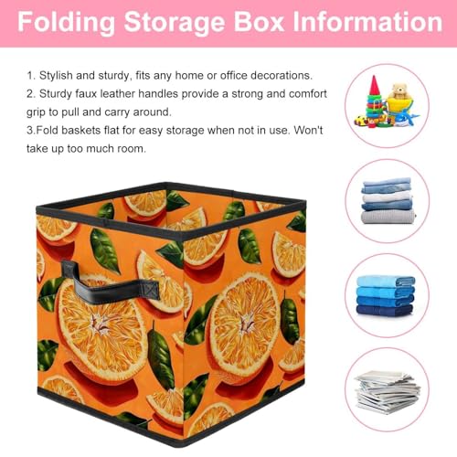 Boîte de rangement Oxford 28cm cube pliable motif orange