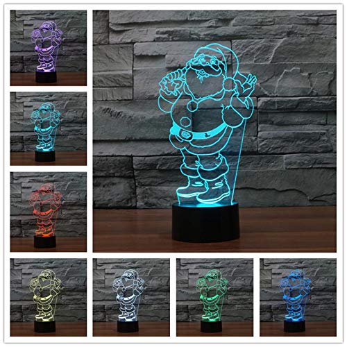 Preisvergleich Produktbild Weihnachtskarikatur Netter Schneemann Elch Hirsch Weihnachtsmann 3D LED Nachtlicht Schreibtisch Tischlampe Kinder Schlafzimmer Dekoration Junge Kinder Geschenk