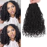 COOKOO 12 Inch 8 Packs Pre Twisted Micro Locs Crochet Braiding Hair Mini Soft Locs Crochet Hair for Women Small Locs Hair Wavy Texture Sister Locs Synthetic Braiding hair Extensions 4#