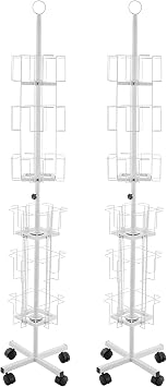 2 Pack 6 Tier Rotating Greeting Card Display Stand 360 Rotating Greeting Card Rack 24-Pocket Holiday Card Holder Display for Postcards, Brochures, and Greeting Cards White