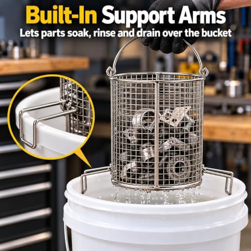 Stainless Steel Parts Cleaning Basket, 1/4 Inch Mesh for 5-Gallon Buckets — 사진 5