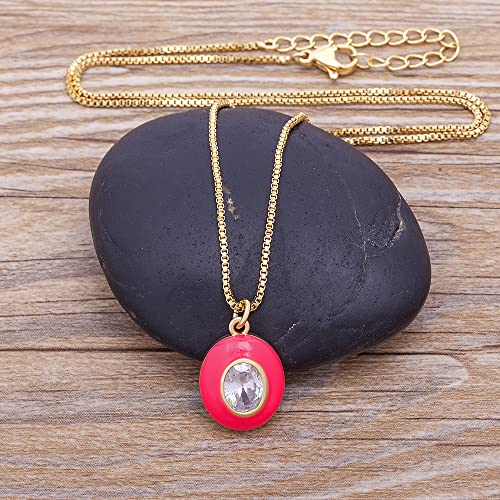 Collier pendentif ovale micro-pavé anti-ternissement avec chaîne solide - 4