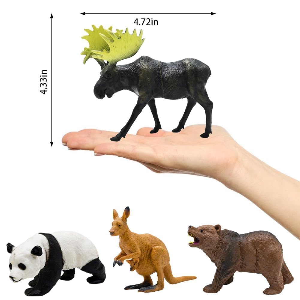 Safari Animals Figures Toys, Realistic Wild Zoo Animal Figurines, Plastic African Jungle Animals Playset for Kids Toddlers, 21Pcs Safari Toys Birthday Gifts for Boys Girls