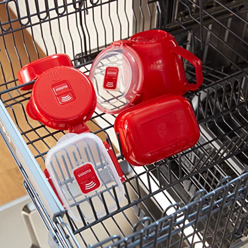 Sistema Microwave Egg Cooker And Poacher With Steam Release Vent, Dishwasher Safe, 9.16-Ounce, Red #TOP6