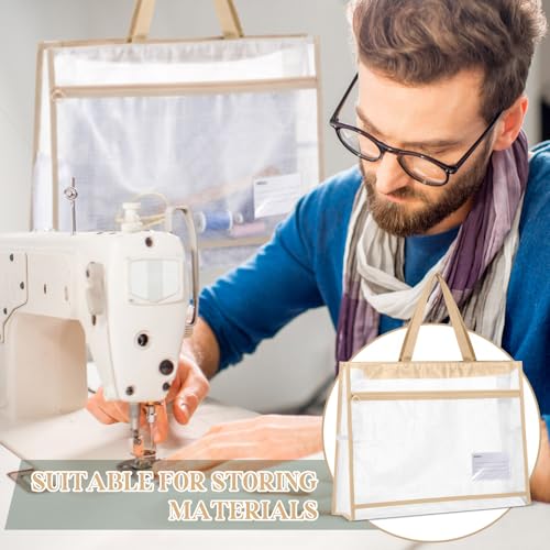 Image of Bulyoou 3 Pcs 17.7x13 Inch Project Bag for Quilting Sewing Craft Storage for Quilter A3 Clear Mesh Art Bag Artwork Storage Organize for Artwork Charts Teaching Material Multipurpose (Morandi Colors)
