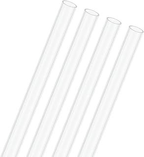 4-Pack Clear Plastic Tube, 5mm[0.2"] ID x 6mm[0.24"] OD High Impact Rigid Polycarbonate Round Pipes for Water Plumbing/Lighting/Aquariums/Models, Plastic Tubing [305mm/12IN]