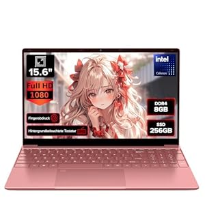 2026 Laptop Computer Notebook QWERTY,15.6" IPS FHD Display,8GB RAM 256GB SSD,Celeron N5100 Prozessor,WiFi5,BT5.0,USB3.... Tastatur,Fingerprint für Business Home Office und Studenten,Rotgold