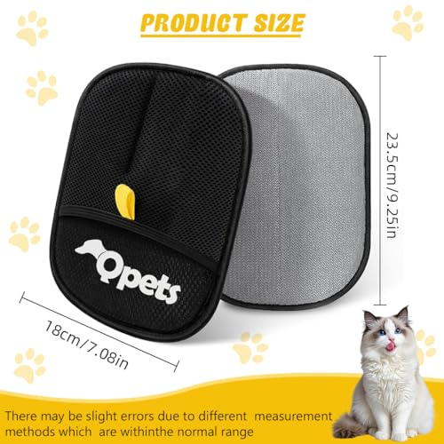 Image of Qpets Pet Hair Removal Gloves, Static-Enhanced Pet Hair Removal Mitt, Reusable Grooming Mitt Cleaning Glove for Furniture, Carpets, Car Seats & Gentle Massage for Dogs Cats (23.5x18cm)