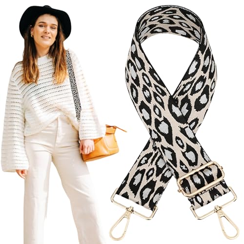 Bag Straps UK Replacement Wide Crossbody Shoulder Strap for Handbag with Leopard Print Pattern JD001434