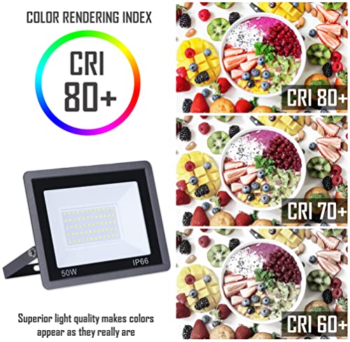 Clar - Faretto Led Bianco Freddo 50 W, Lampada Da Parete Da Giardino Per Garage, Faretto Bianco Freddo, Faretto Per Alberi Da Esterno 6000 K (Confezione Da 5) - 5