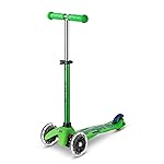 Micro Kickboard | Mini Deluxe LED | Three-Wheeled | Lean-to-Steer Swiss-Designed Micro Scooter | Motion-Activated Light-Up Wheels | Toddlers & Children Ages 2-5 (Green/Blue)
