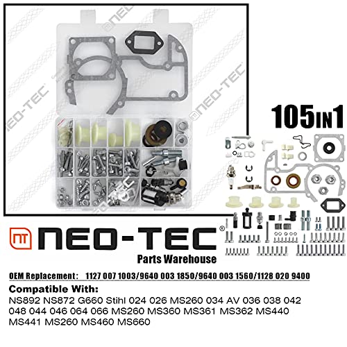 Neo-Tec Bolts Bar Nuts Stud Screw Hardware Kit Fit For Stihl Chainsaw 024 Ms260 034 036 038 042 048 044 046 064 066 Ms260 Ms360 Ms361 Ms362 Ms440 Ms441 Ms260 Ms460 Ms660 Motosierra 9640 003 1850 #TOP1