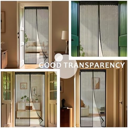 YRH Magnetic Fly Screen Door - Heavy Duty Self-Sealing Mesh,Powerful Magnets and Full Frame Magic Tape,No Drill Installation,Automatically Closes (90x210cm, Black) - View 6