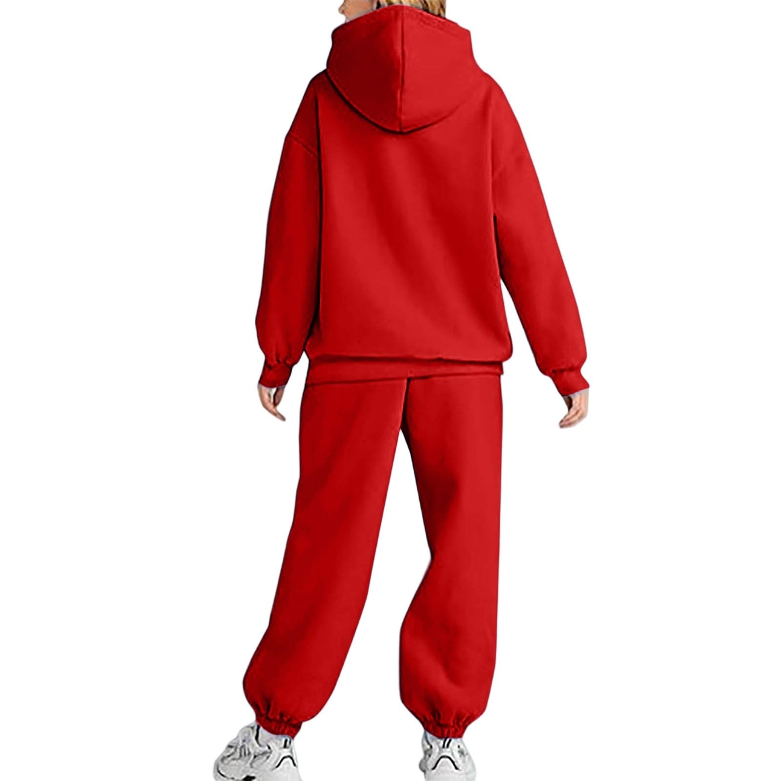 Completo da jogging da donna, morbido, a maniche lunghe, con cappuccio e pantaloni, casual, pullover top, per yoga, salotti, abbigliamento sportivo