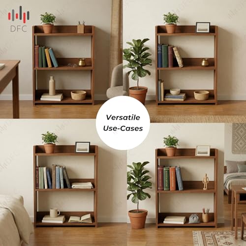 Image of DFC Element Crysta Shelf for Home, Living Room & Bedroom | Engineered Wood Storage Shelf with Open Display Design | Space Saving Organizer for Books, Decor & Daily Essentials (Natural Oak, 3 Level)