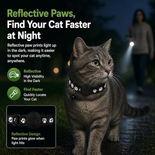 Image of Pet Tracker,GPS Collar for Cats,Smart tag,Waterproof Compatible with Find My,No Monthly Fee,Advanced Tracking Solution Smart Collar for Pet Safety Ideal Small Large Cats(Android User)