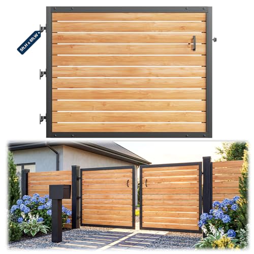 Gyykzz 5 ft. H x 6 ft. W Driveway Gate Frame Kit, Anti-Sag Heavy Duty Single Steel Frame, DIY Wood Gate for Outdoor Entrances, Black Coated Fence Gates for Garden, Driveway, Yard (Wood Not Included)