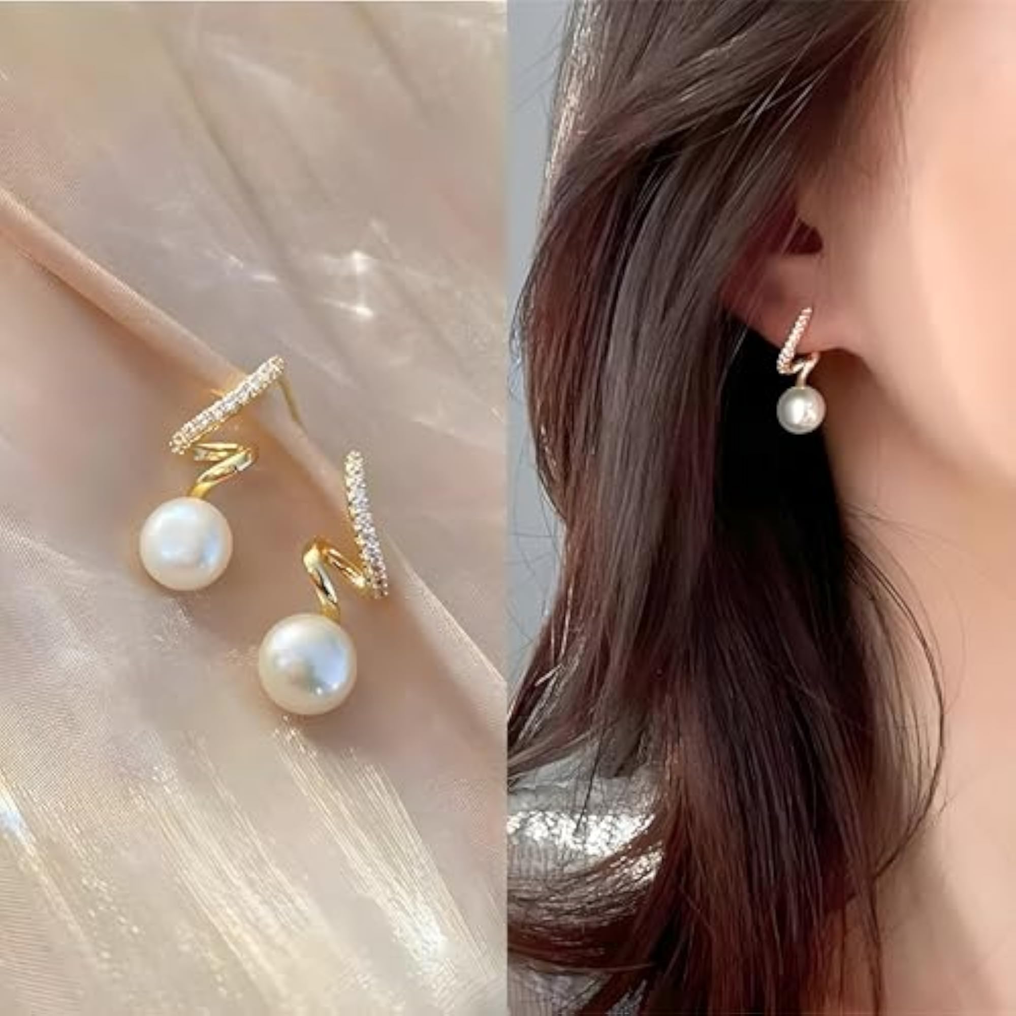Women's Korean-Inspired Pearl Drop Earrings, Elegant & Lightweight