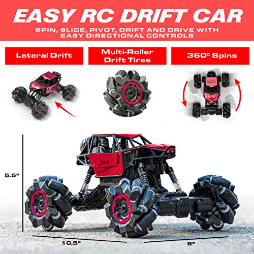 Power Your Fun Jive RC Car - AWD Remote Control Monster Truck, 4x4 RC Truck, 1:16 Rechargeable RC Crawler Stunt Car Dancing Remote Control Truck for Kids with Rechargeable RC Toy Battery (Red)