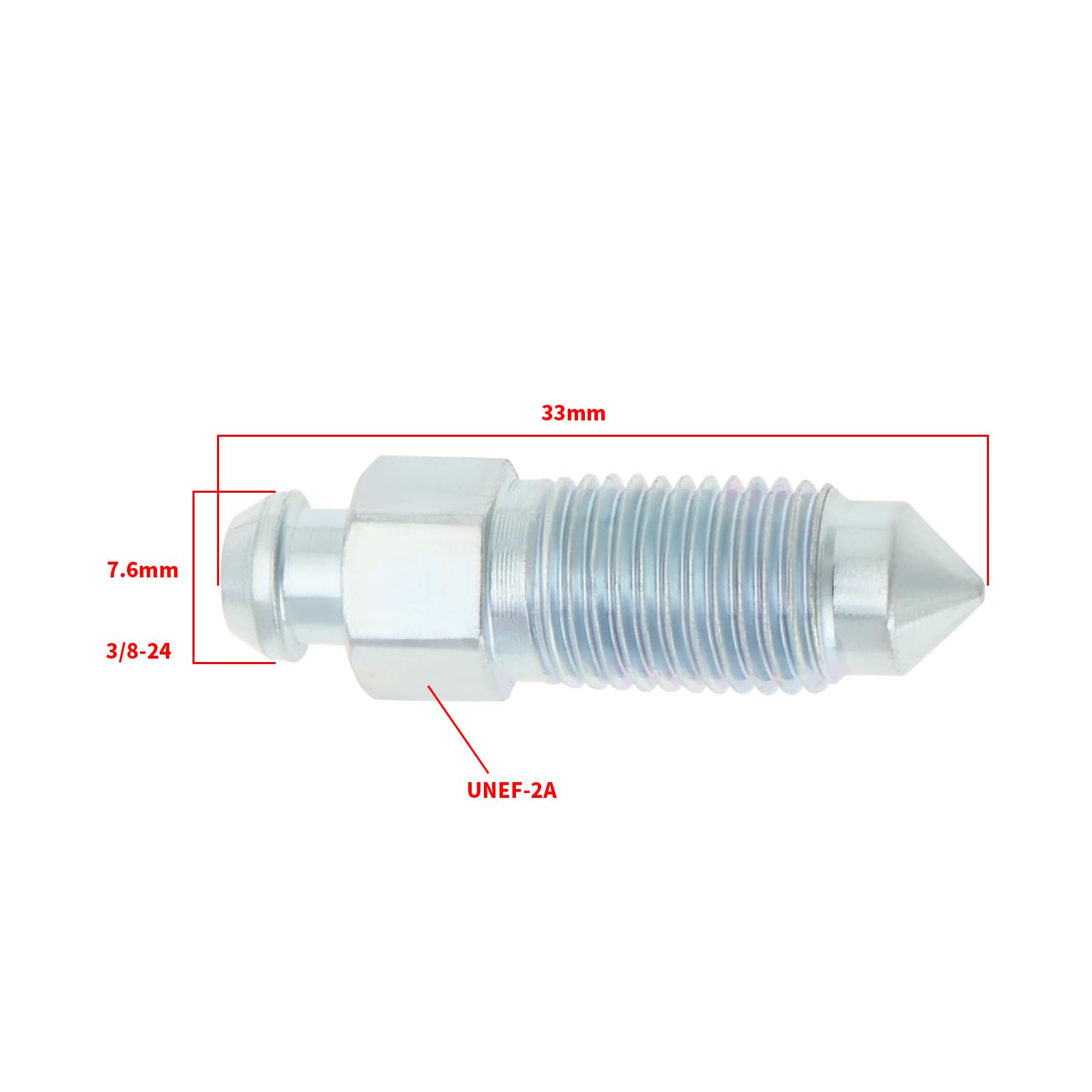 4 Pezzi Q235 Vite di Spurgo Pinza Freno in Acciaio 3/8-24 Nipplo Freno Compatibile con Harley-Davidson 502660 Argento