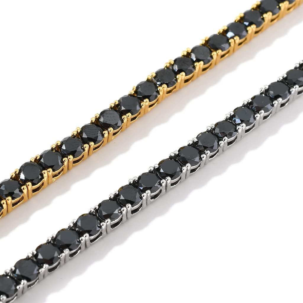 Sparkling Black Cubic Zirconia 4mm Round Cut CZ Women's Tennis Bracelet for Men