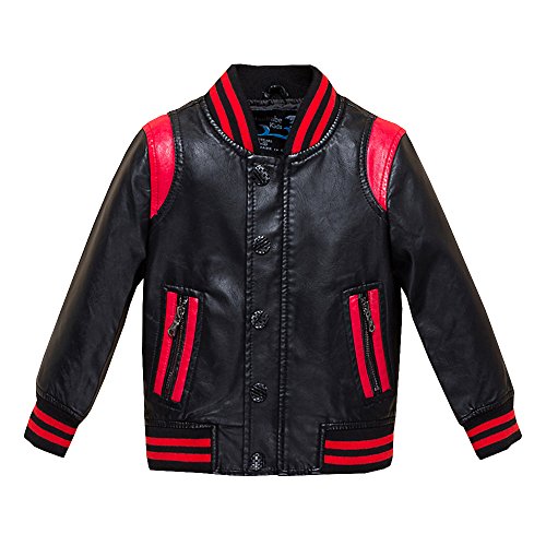 Budermmy Boys Leather Motorcycle Pilot Jackets Toddler Coats Red Size 3T