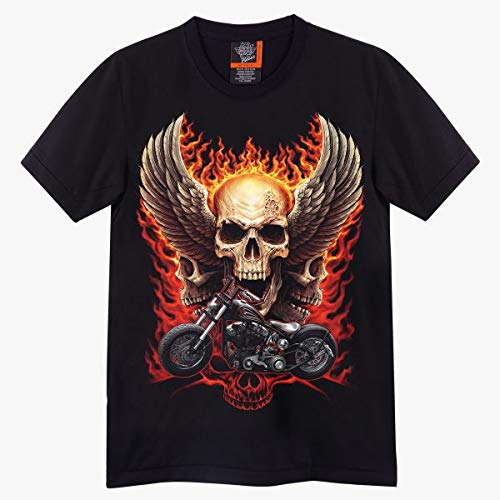 Skull Motorbike Fire Print
