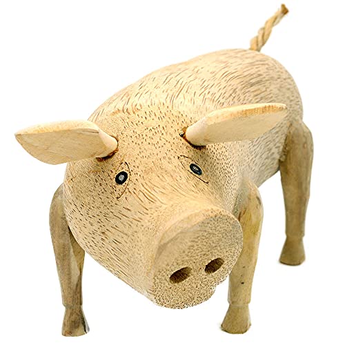Gedeko Gartenfigur Schwein Holz Wurzel Gartendeko Tier (Blick zur Seite) Cover