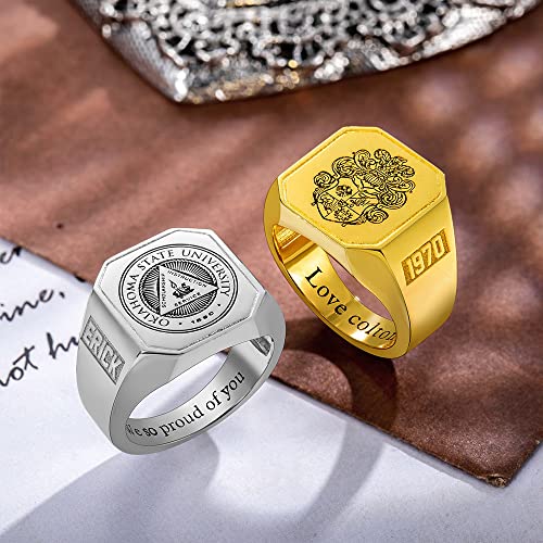 AILIN Vintage Custom Signet Ring 925 Sterling Silver/Brass Personalized Engraved Badge Family Crests Coat Of Arms Rings Jewelry Graduation Party Birthday Gifts For Men Women Father Dad3