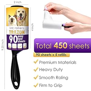 Lint Rollers Pet Hair Value Pack of 450 Sheets / 5 Refills, Sticky Roller Pet Hair, Lint Remover Dog Hair, Cat Hair, Fuzz, Animal Fur, Large Lint Removal Roller Clothe, Couch, Furniture. Stick Roller Lint Rollers Pet Hair Value Pack of 450 Sheets / 5 Refills, Sticky Roller Pet Hair, Lint Remover Dog Hair, Cat Hair, Fuzz, Animal Fur, Large Lint Removal Roller Clothe, Couch, Furniture. Stick Roller