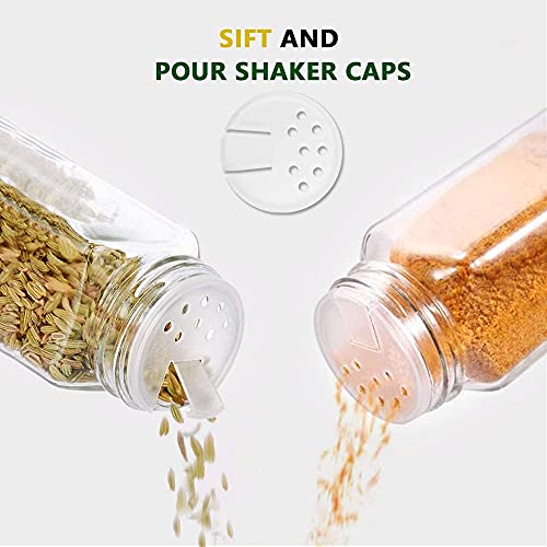Yishik 15 Packs, 6oz Glass Spice Jars, 180ml Square Spice Bottles with Shaker Lids and Airtight Silver Caps for Kitchen Storage & DIY Crafts(20pcs Labels,1 Funnel and 1 Brush include) - Image 3