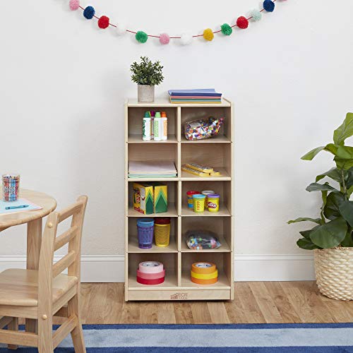 Ecr4Kids 10 Cubby Mobile Tray Storage Cabinet, 5X2, Classroom Furniture, Natural #TOP5
