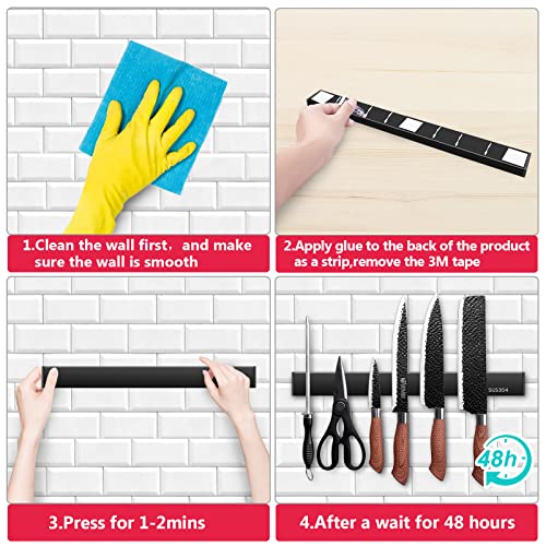 Redcall Magnetic Knife Holder,Kitchen Knife Magnetic Strip Knives Magnet Shelf Bar Storage Rack For Wall (16 Inch, Black) #TOP2