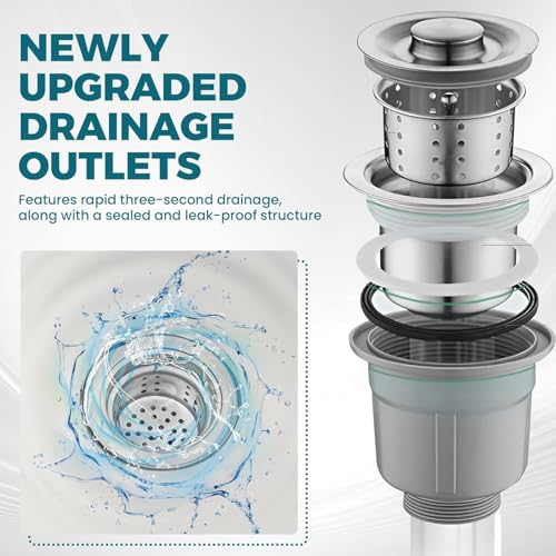 Fregadero de acero inoxidable con lavabo profundo resistente que evita salpicaduras 4