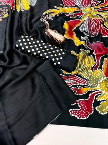 Image of SATIKA VASTRAM Modal Silk Ajrakh Saree Bandhani Design Crepe Printed Designer Pallu Attach Blouse Piece