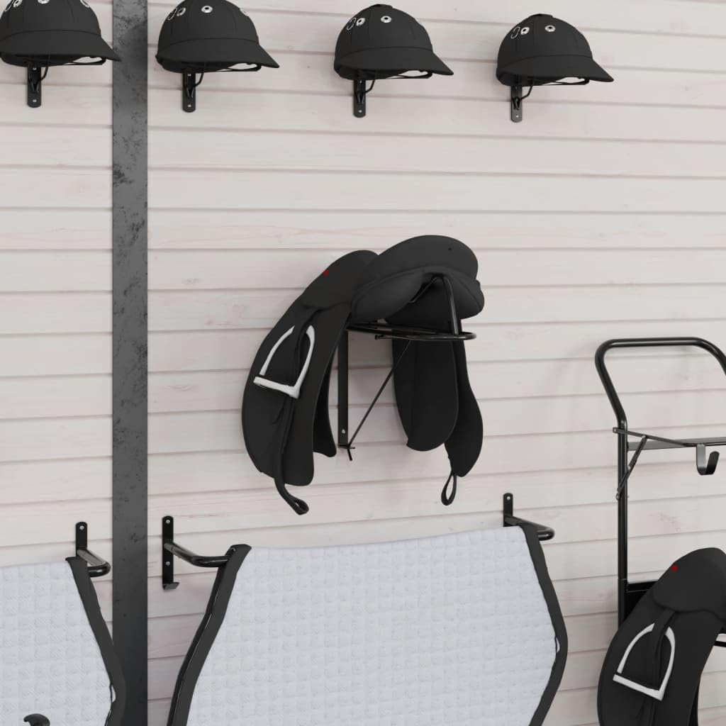 Supporto per sella pieghevole, montaggio a parete, nero, in ferro, accessorio per equitazione, stabile, versatile