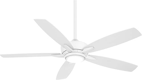 MINKA-AIRE F717L-WHF Kelvyn Ventilador de techo de 52 pulgadas con kit de luz LED CCT integrado en acabado blanco plano Flat White,Níquel cepillado