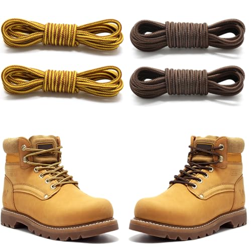 KSJEHW Lacets Ronds pour Bottes [2 Paires] Lacets Renforcés et Résistants pour Bottines, Chaussures de Randonnée, Chaussures de Travail