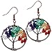 SUNYIK Mixed Stone Tree of Life Dangle Earrings for Women(Copper Plated)