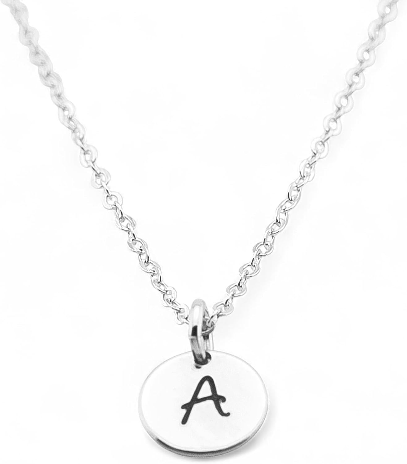 HotMixCold Custom Initial Monogram Tiny Initial Charm Necklace, Simple daily Jewelry, Gift for Her 5/16-inch - Image 2
