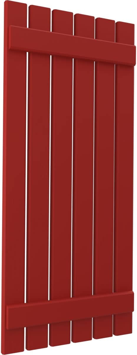 Ekena Millwork ARW101SB623X31BRH Americraft Six 2 Exterior Real Wood Spaced Board-n-Batten Shutters (Per Pair), 23 1/2"W x 31"H, Fire Red