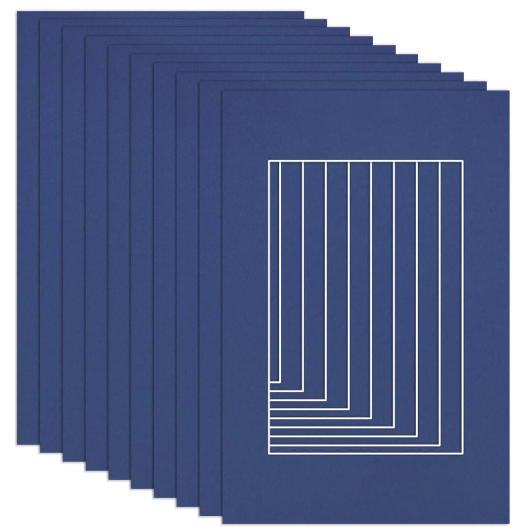 Procut Global 90x60cm Blue Picture Mounts to Fit 60x40cm Aperture - Precision Cut Cardboard Photo Mount - Ideal for Frames, Prints, Artwork & Certificates - Sizes & Colours Available - 10 Pack