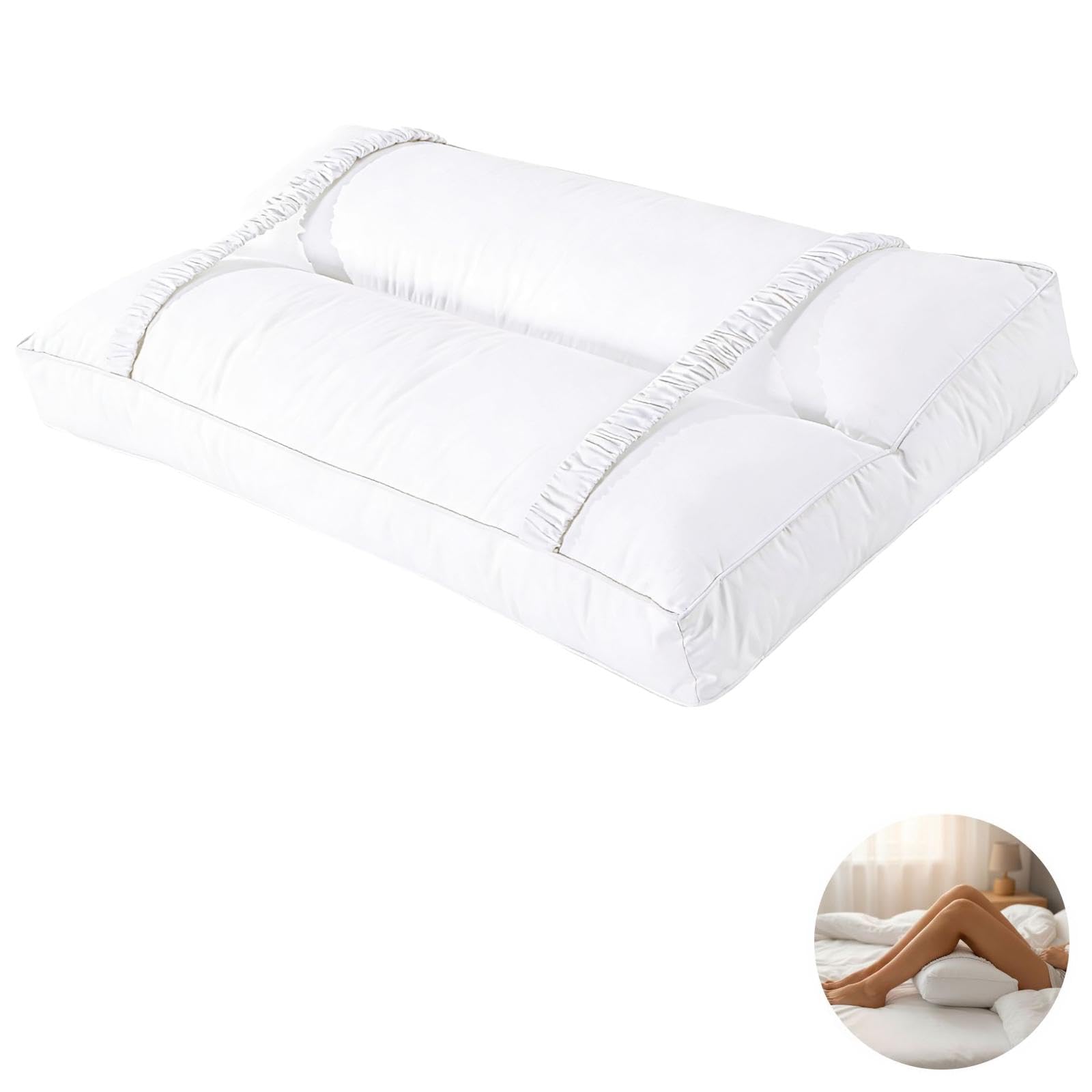 Almohada de fibra de poliéster para dormir de lado, almohada ergonómica de apoyo para piernas con correas, cojín de cadera para comodidad de presión, 13 x 5.9 x 4.7 pulgadas, para molestias y dolores
