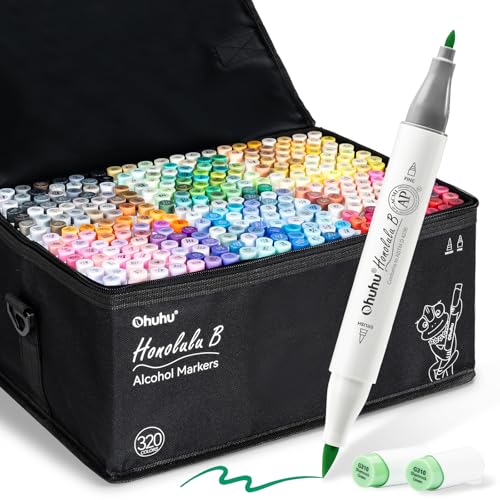 ohuhu アートマーカー 細字、筆 120色121本 honoluluB Amazon | Ohuhu マーカーペン 120色121本 パステル 太細両端