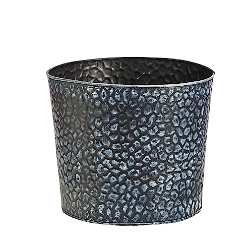 Nearly Natural 11.5in. Embossed Tin Bucket with Pebble Pattern,Gray