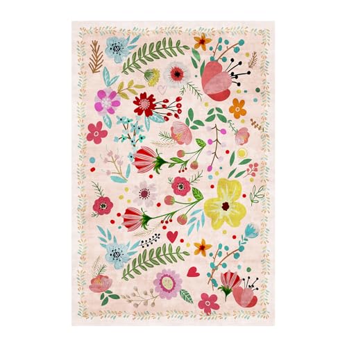 Tapete Floral Rosa 182x122 cm Lavable Antideslizante miniatura 7
