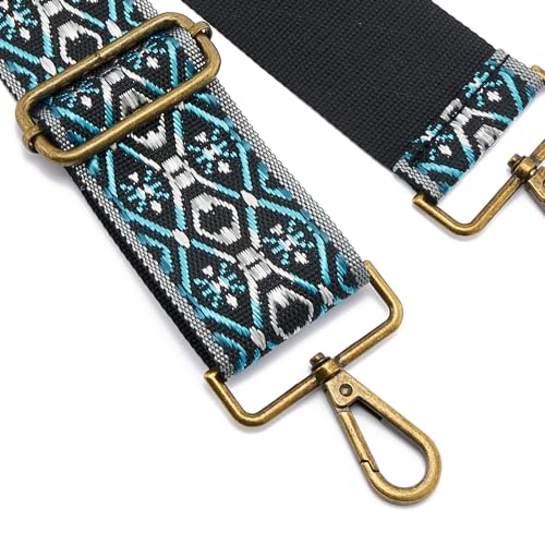 Image of ZOOEASS Bronze Buckles Purse Strap, 2 inch Wide Crossbody Handbag Strap Adjustable Replacement Shoulder Strap Vintage Embroidery