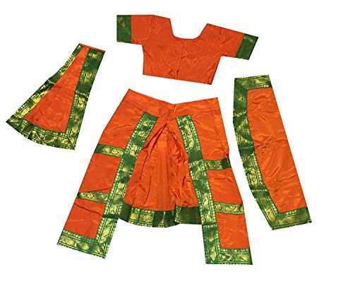 Image of Bharatanatyamworld Classical Dance Bharatnatyam Costume for Kids and Adults Orange color